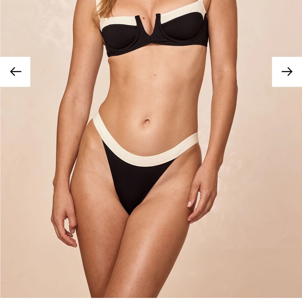 Monday Swimwear Black and Ivory Bikini set. Lovely top and Argentina bottom